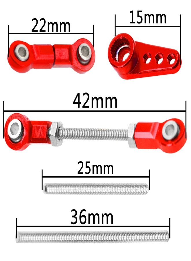 Vgoohobby Front Steering Link Rod Servo Link Linkages with 28T Servo Arm Compatible with WLtoys 1/28 K969 K979 K989 K999 P929 P939 Mini-Q Mini-Z RC Car (Red) - Image 5